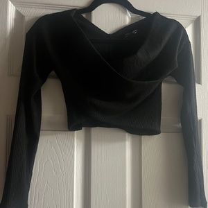 cropped crossover long sleeve shirt